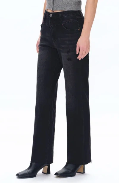 Bayeas Raw Hem High Waist Relaxed Straight Leg Jeans