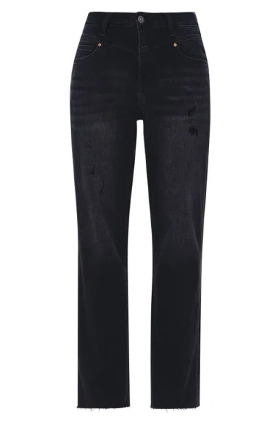 Bayeas Raw Hem High Waist Relaxed Straight Leg Jeans