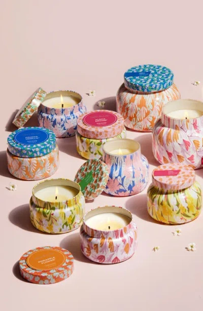 Capri Blue Aloha Orchid Pattern Play Travel Tin Candle