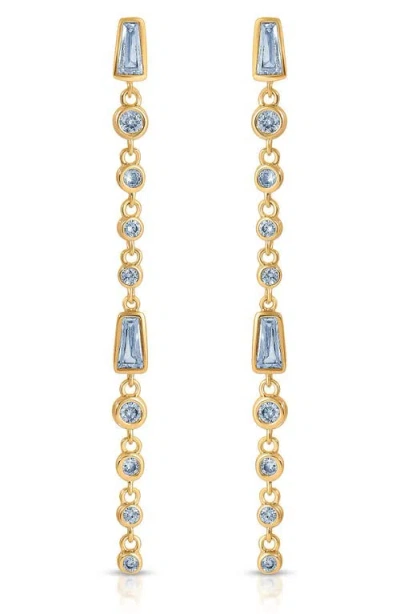 Ettika Blue Crystal Linear Earrings