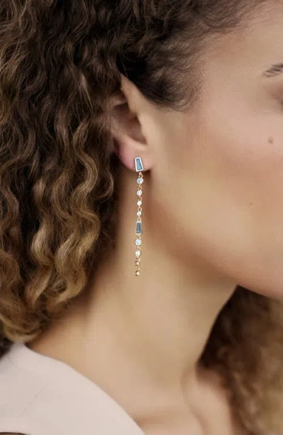 Ettika Blue Crystal Linear Earrings