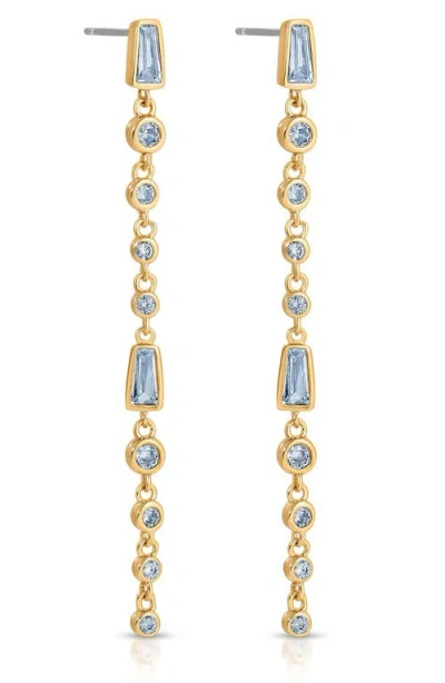 Ettika Blue Crystal Linear Earrings