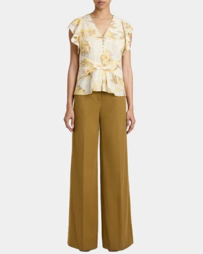 Santorelli Lily Wide Leg Pants With Slanted Side Pockets In Stretch Cotton