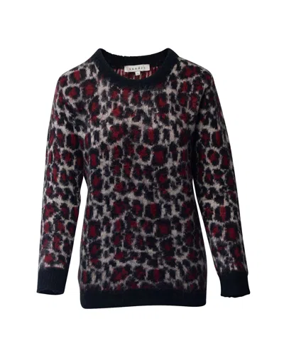 Sandro Leopard Print Sweater In Multicolor Acrylic