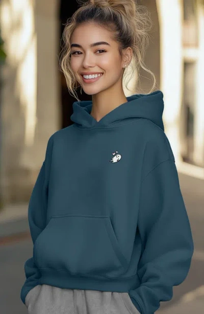 Dalix Womens Heartly Ghost Midweight Fleece Relaxed Hooded Sweatshirt