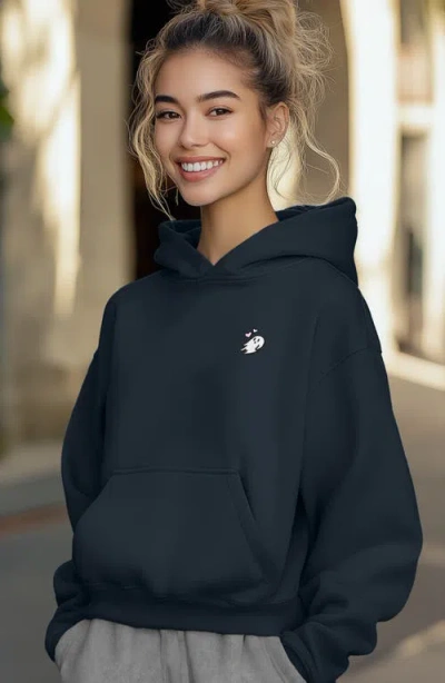 Dalix Womens Heartly Ghost Midweight Fleece Relaxed Hooded Sweatshirt