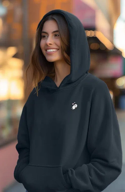Dalix Womens Heartly Ghost Midweight Fleece Relaxed Hooded Sweatshirt