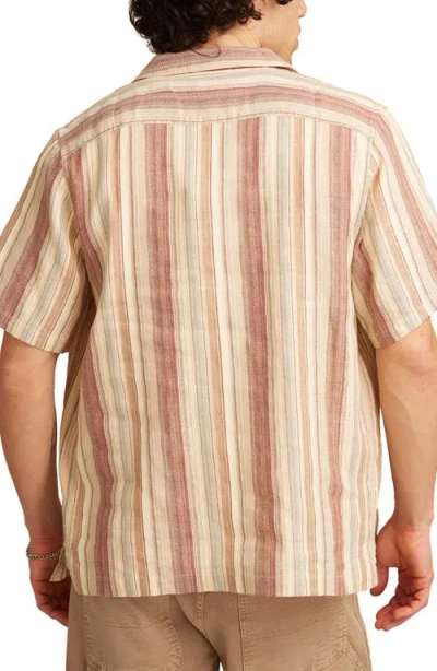 Lucky Brand Textured Stripe Linen & Cotton Camp Shirt In Neutral