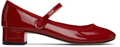 Repetto 30mm Rose Patent Leather Mary Jane Heels In Red