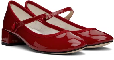 Repetto 30mm Rose Patent Leather Mary Jane Heels In Red