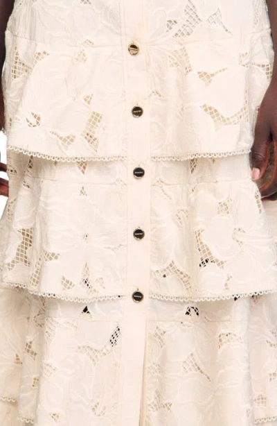 Sandro Guipure Floral Midi Skirt