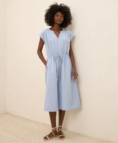 Pact Organic Cotton Coastal Double Gauze Tie Waist Midi Dress