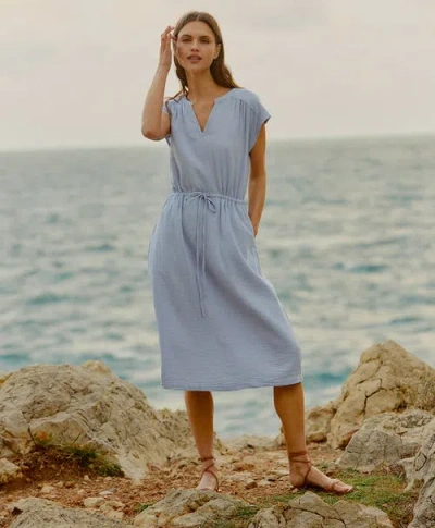 Pact Organic Cotton Coastal Double Gauze Tie Waist Midi Dress