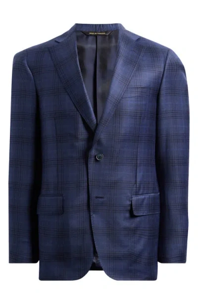 Heritage Gold Blue Plaid Super 130s Wool Sport Coat