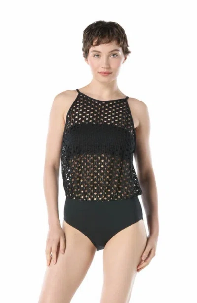 Carmen Marc Valvo High Neck One Piece Swimsuit