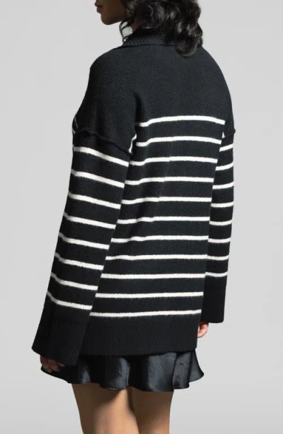 Weekend Los Angeles Coralie Stripe Quarter Zip Sweater
