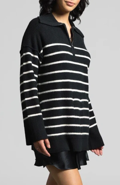 Weekend Los Angeles Coralie Stripe Quarter Zip Sweater