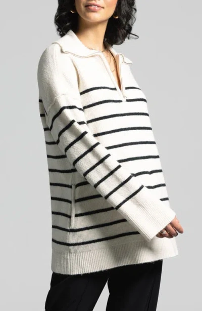 Weekend Los Angeles Coralie Stripe Quarter Zip Sweater