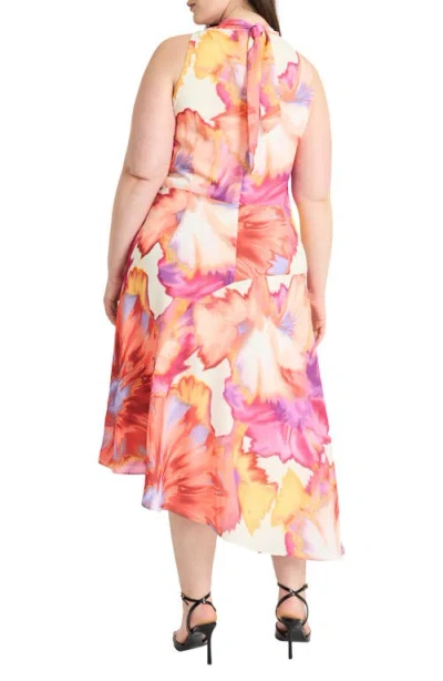 Maggy London Plus Size Printed Asymmetric-hem Midi Dress In Multi