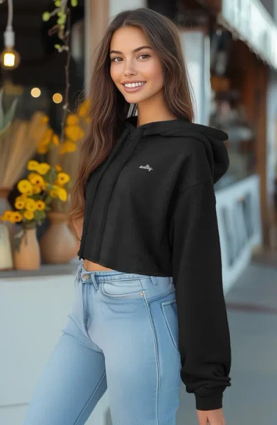 Dalix Womens Salty Midweight Fleece Cropped Hooded Sweatshirt