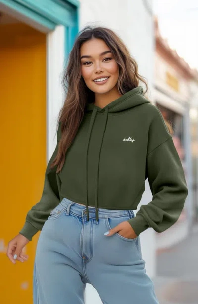 Dalix Womens Salty Midweight Fleece Cropped Hooded Sweatshirt