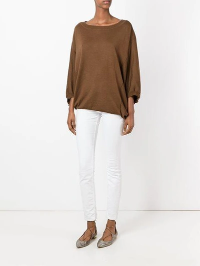 Shop Alberta Ferretti Loose Fit Knit Jumper - Brown