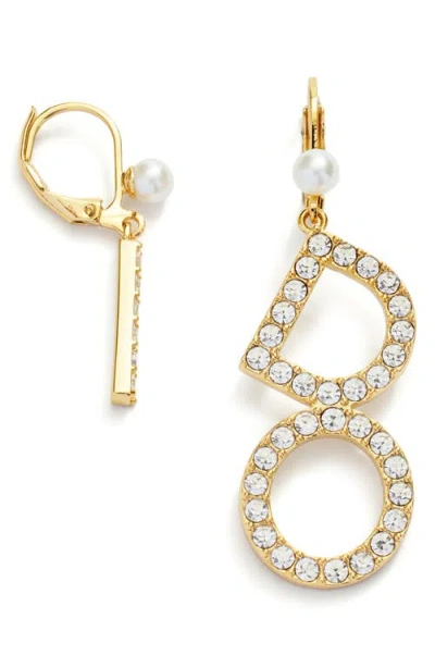 Kleinfeld 'i Do' Crystal & Faux Pearl Mismatch Drop Earrings