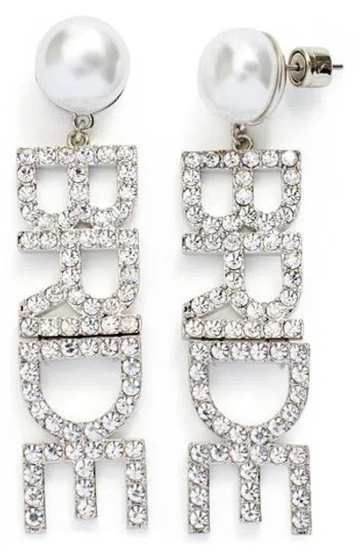 Kleinfeld Crystal Bride Faux Pearl Drop Earrings
