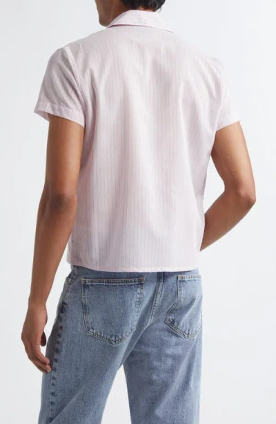 Second / Layer Second Layer Ss Open Collar Shirt Pink Stripe
