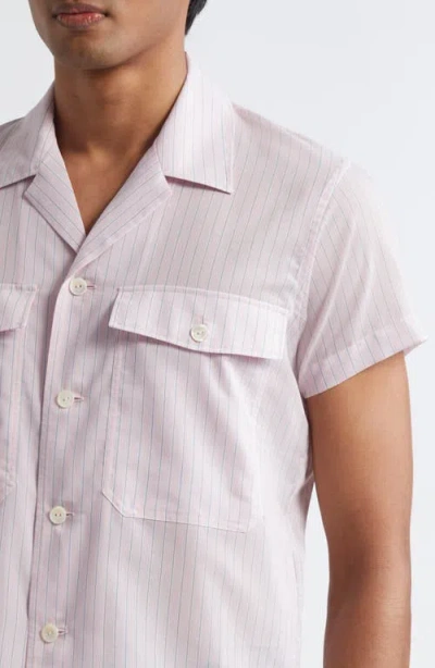 Second / Layer Second Layer Ss Open Collar Shirt Pink Stripe