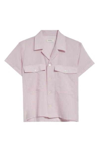Second / Layer Second Layer Ss Open Collar Shirt Pink Stripe