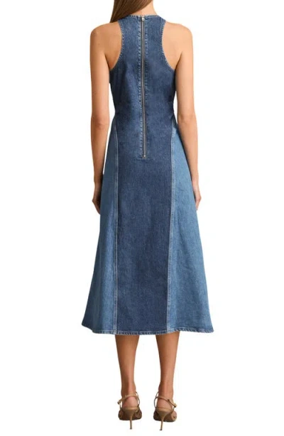 Reiss Wilder Colorblock Denim Panel Midi Dress