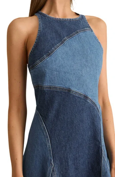 Reiss Wilder Colorblock Denim Panel Midi Dress