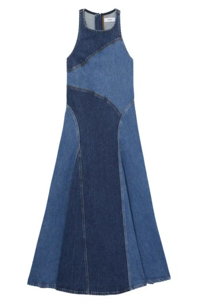 Reiss Wilder Colorblock Denim Panel Midi Dress