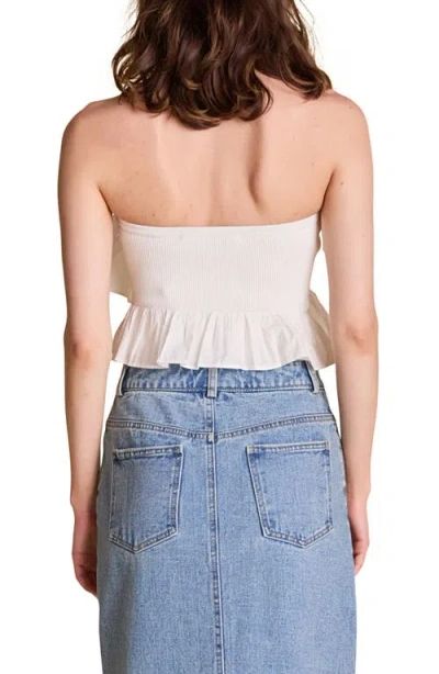 Endless Rose Mixed Media Ruffle Strapless Rib Tube Top