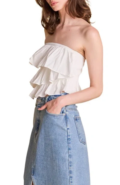 Endless Rose Mixed Media Ruffle Strapless Rib Tube Top
