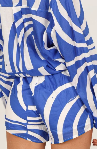 Petal And Pup Petal & Pup Heather Cotton Shorts In Blue