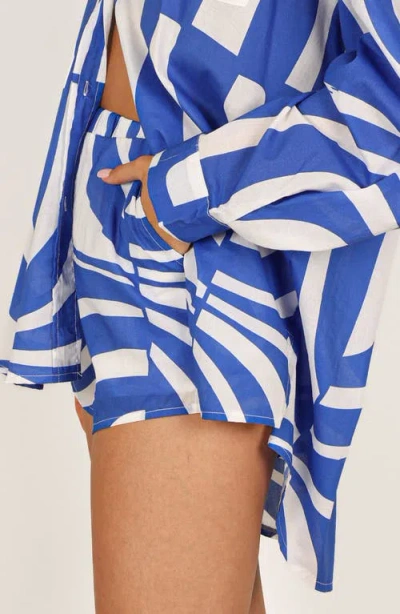 Petal And Pup Petal & Pup Heather Cotton Shorts In Blue