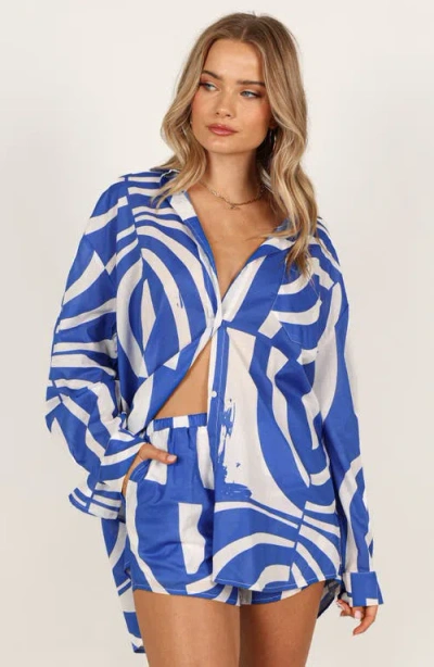 Petal And Pup Petal & Pup Heather Cotton Shorts In Blue