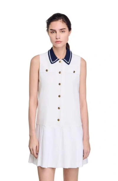 Sandro Short Dress With Contrasting Collar