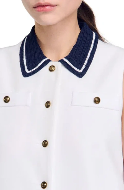 Sandro Short Dress With Contrasting Collar