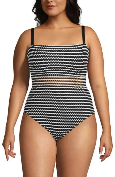 Lands' End Plus Size Crochet Square Neck High Leg One Piece Swimsuit