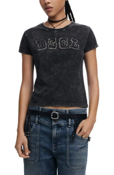 Desigual Bead Embellished Cotton Graphic T-shirt