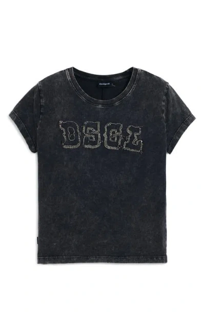 Desigual Bead Embellished Cotton Graphic T-shirt