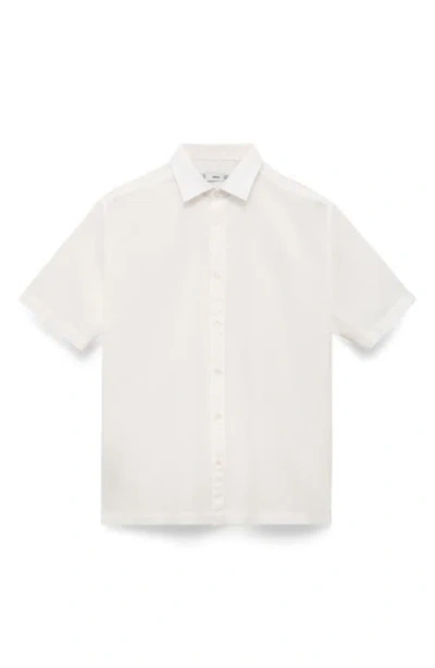 Mango Regular Fit Linen Blend Button-up Shirt In White