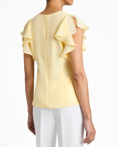 SANTORELLI SANTORELLI ELLA SILK FLUTTER SLEEVE BUTTONED BLOUSE WITH WAIST PANEL 