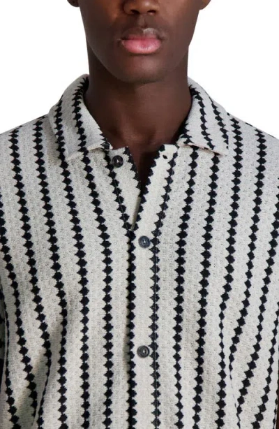 Karl Lagerfeld Paris Stripe Sweater Knit Button-up Shirt
