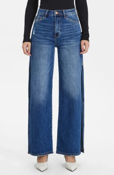 Bayeas High Waist Wide Leg Slit Hem Jeans