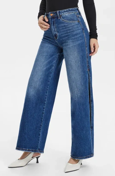 Bayeas High Waist Wide Leg Slit Hem Jeans