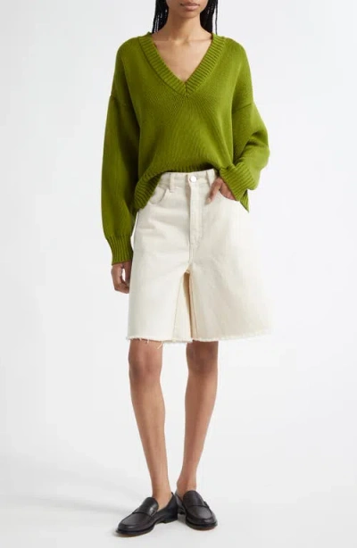Rohe Baggy Fit Denim Shorts Ecru